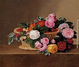 Famous Roses Paintings - Basket of Roses